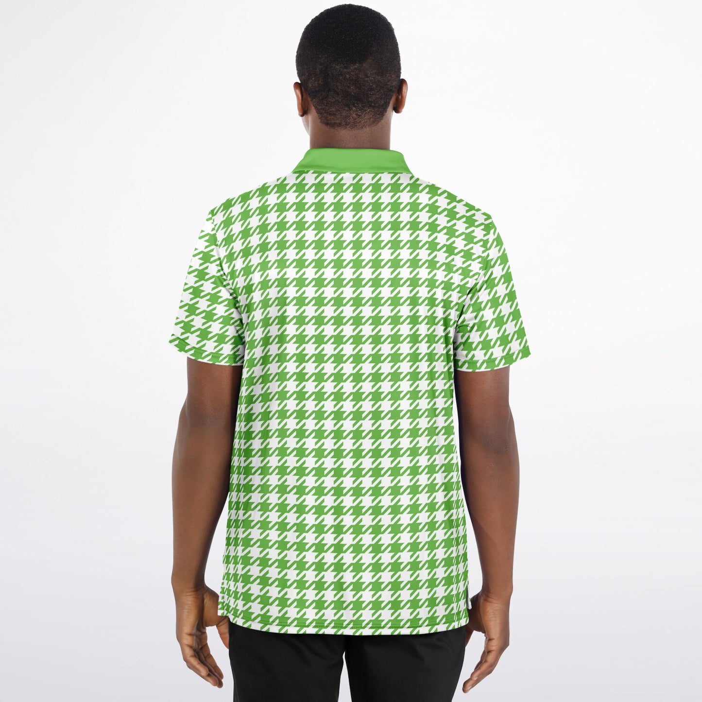 Houndstooth Pattern - Men's Polo Shirt - LightGreen wLogo