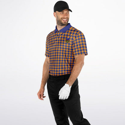 Houndstooth Pattern - Men's Polo - BlueOrange-  wLogo