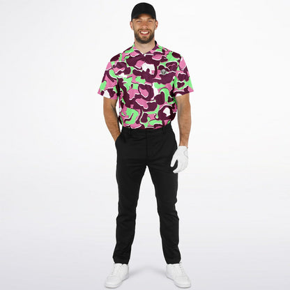 Camo - Blade Collar Polo Shirt (PinkMintGreen)