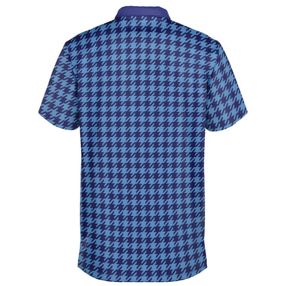 Houndstooth Pattern - Men's Polo Shirt - BlueBlue wLogo
