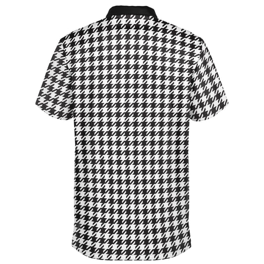 Houndstooth Pattern - Men's Polo - BlackWhite-  wLogo