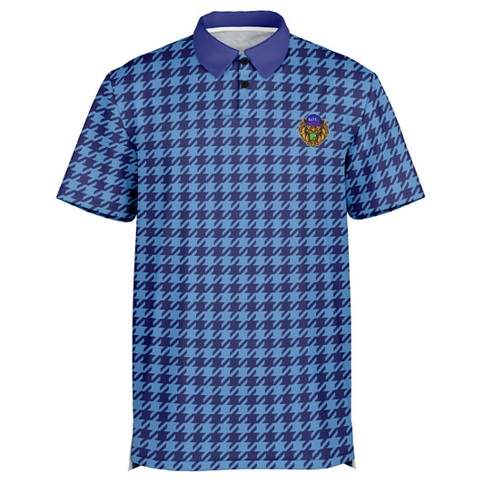 Houndstooth Pattern - Men's Polo Shirt - BlueBlue wLogo