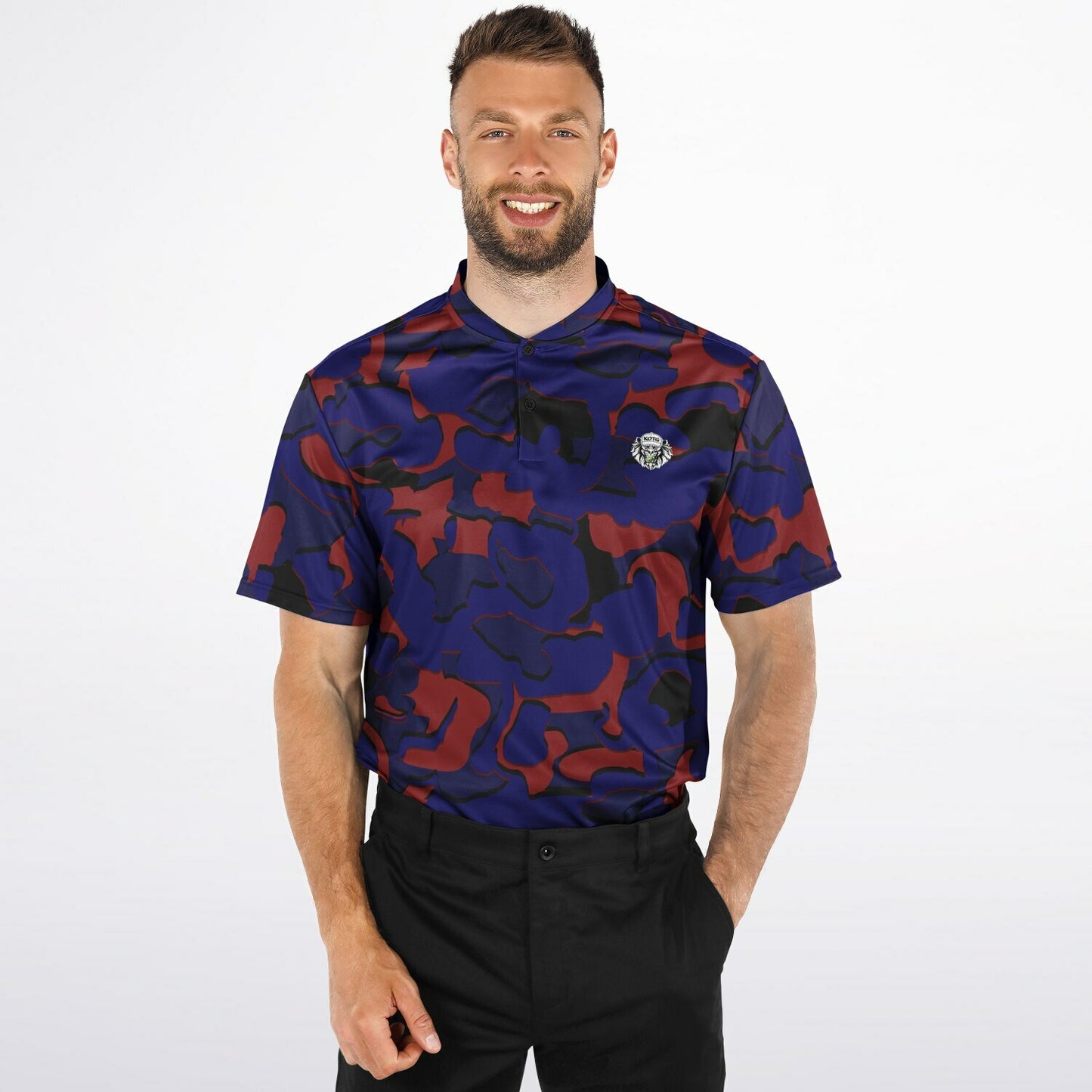 Camo - Blade Collar Polo Shirt (BlueRed)