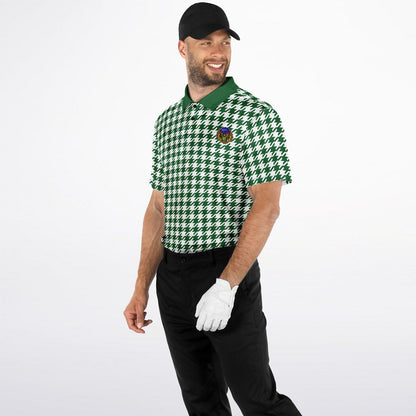 Houndstooth Pattern - Men's Polo Shirt - Green wLogo