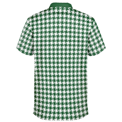 Houndstooth Pattern - Men's Polo Shirt - Green wLogo