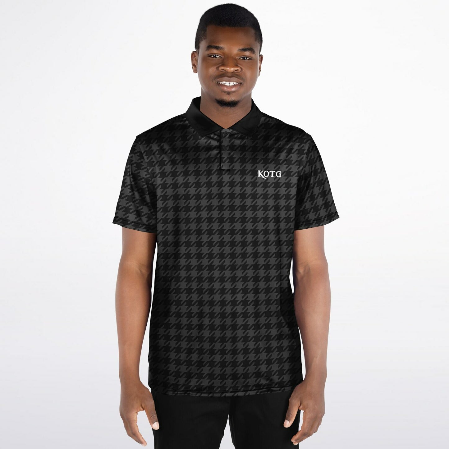 Houndstooth Pattern - Men's Polo Shirt - BlackGray