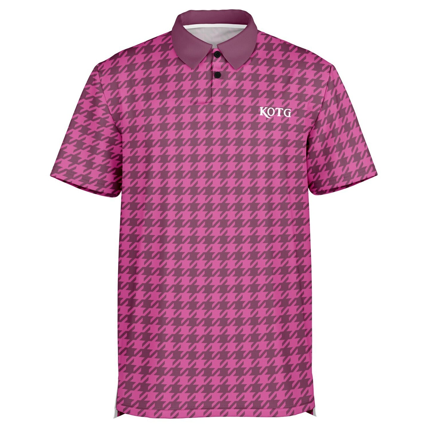 Houndstooth Pattern - Men's Polo Shirt - Burgandy