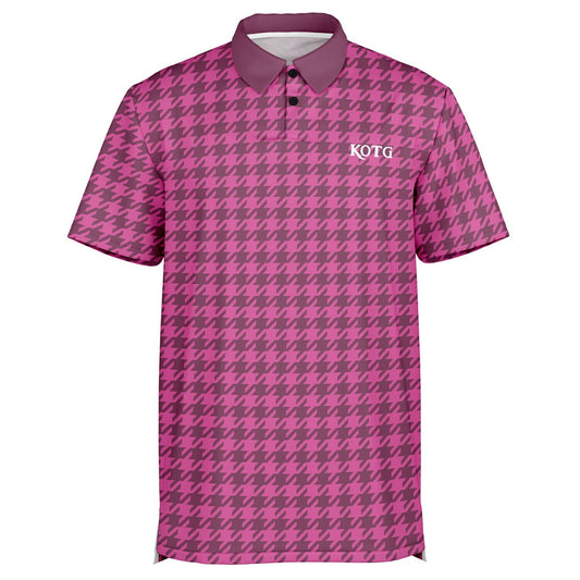 Houndstooth Pattern - Men's Polo Shirt - Burgandy