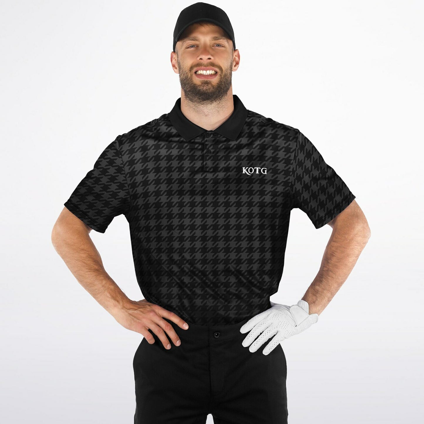 Houndstooth Pattern - Men's Polo Shirt - BlackGray