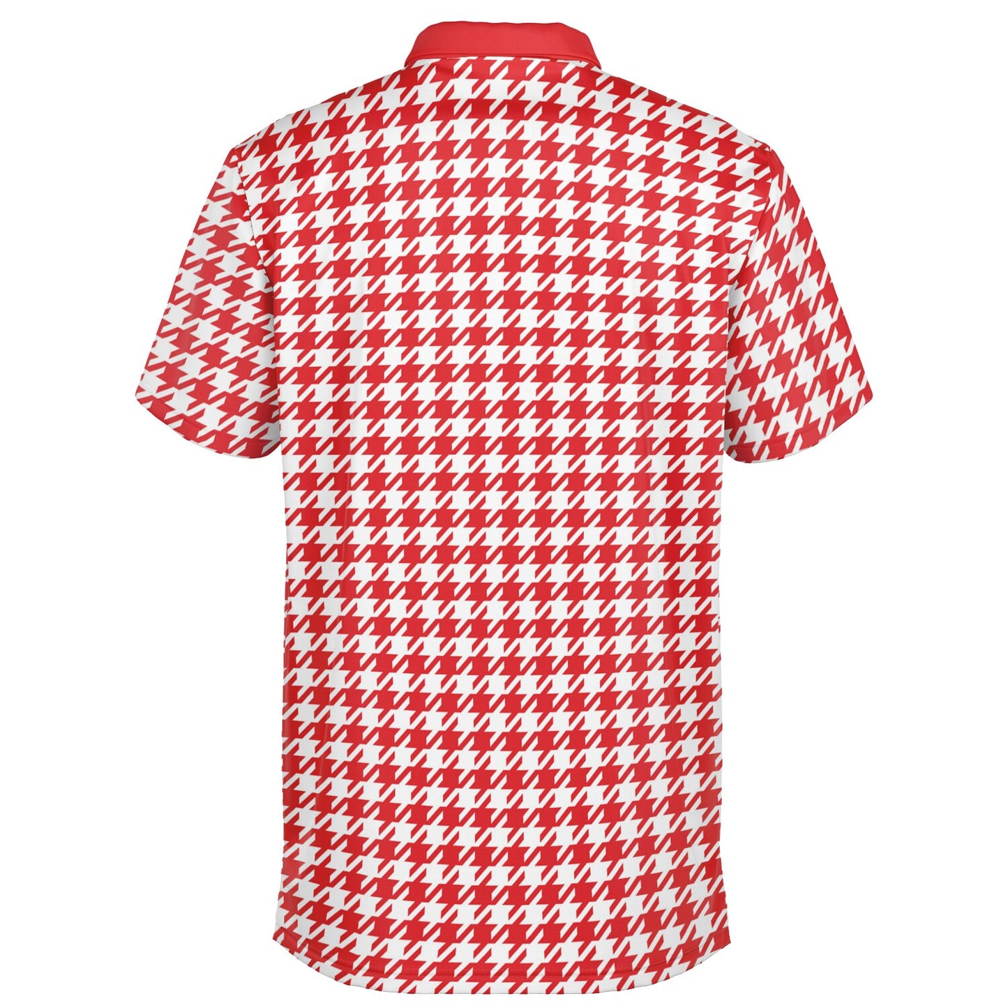 Houndstooth Pattern - Men's Polo - RedWhite-  wLogo