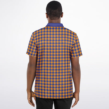Houndstooth Pattern - Men's Polo - BlueOrange-  wLogo