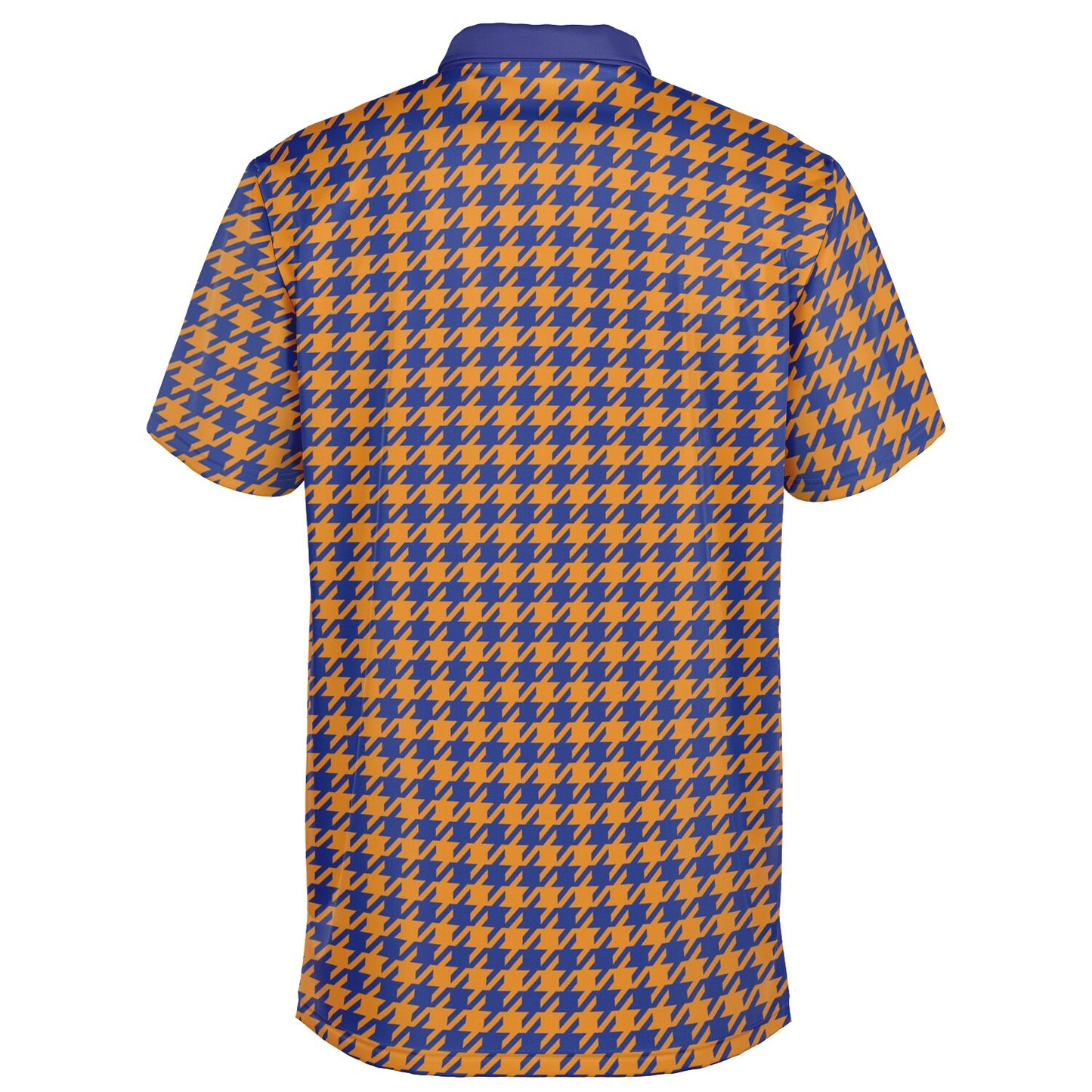 Houndstooth Pattern - Men's Polo - BlueOrange-  wLogo