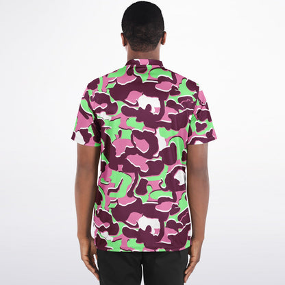 Camo - Blade Collar Polo Shirt (PinkMintGreen)
