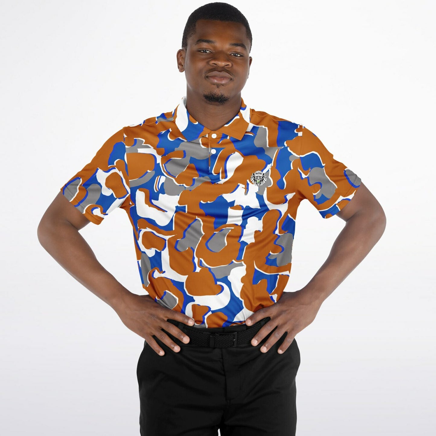 Camo - Polo Shirt - (OrangeWhiteBlue)