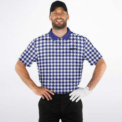 Houndstooth Pattern - Men's Polo Shirt - BlueWhite