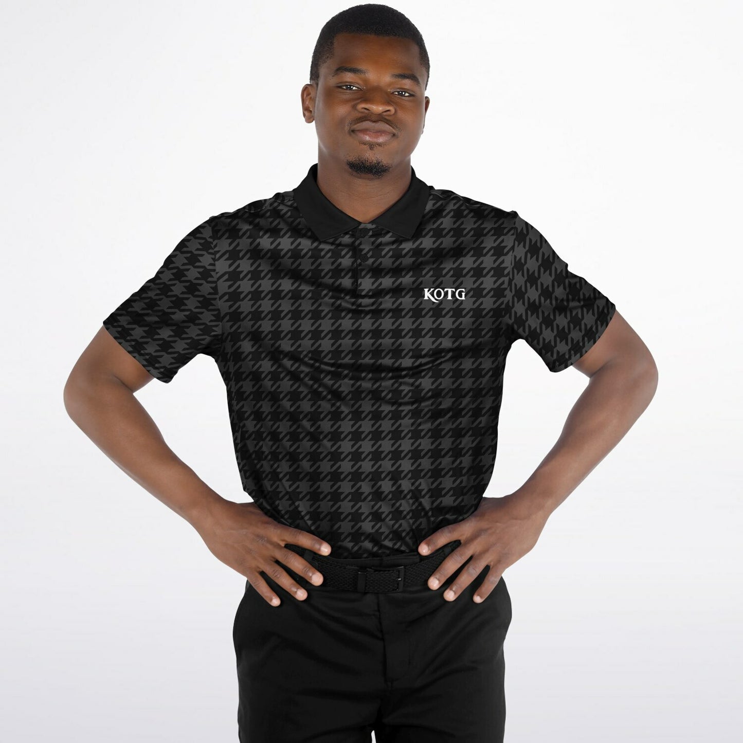 Houndstooth Pattern - Men's Polo Shirt - BlackGray