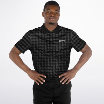 Houndstooth Pattern - Men's Polo Shirt - BlackGray