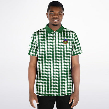 Houndstooth Pattern - Men's Polo Shirt - Green wLogo