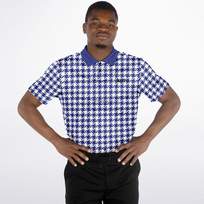 Houndstooth Pattern - Men's Polo Shirt - BlueWhite