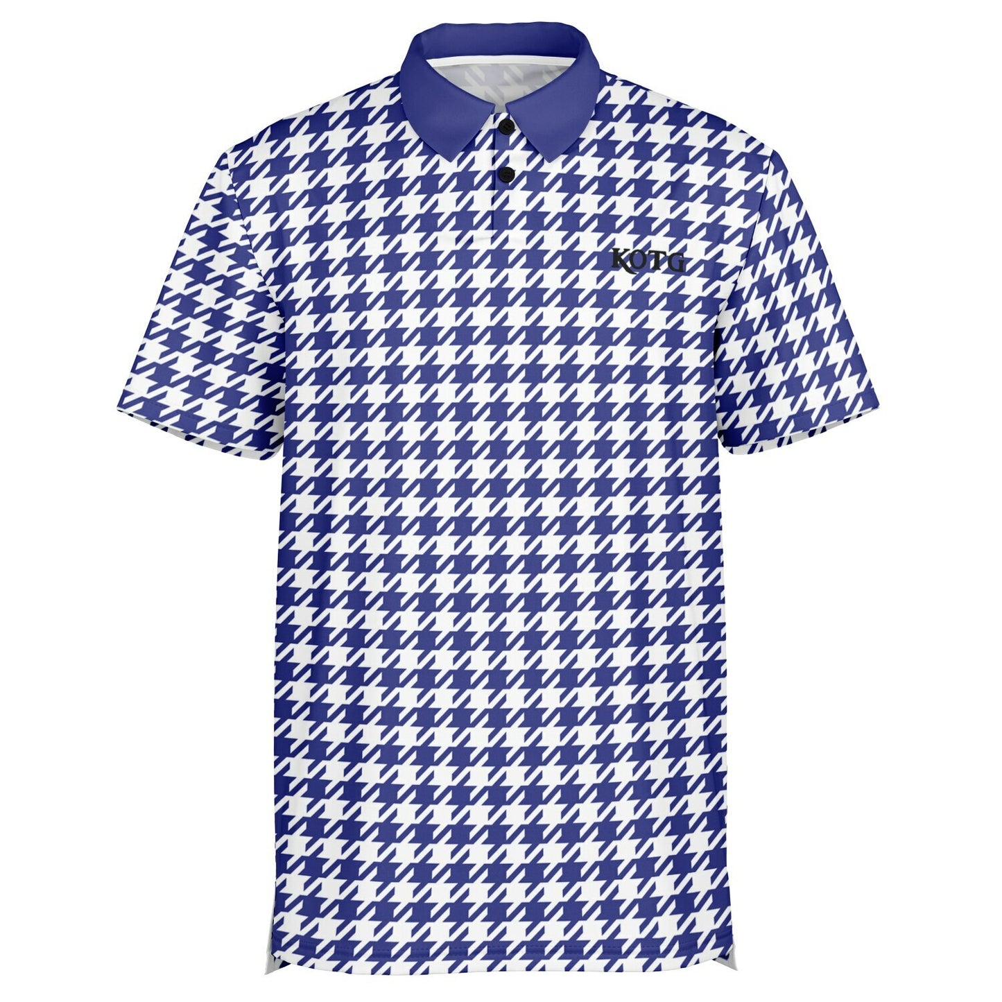 Houndstooth Pattern - Men's Polo Shirt - BlueWhite