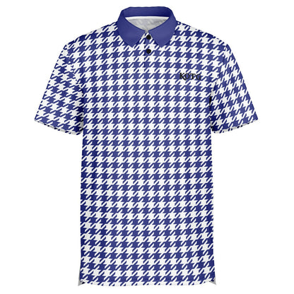 Houndstooth Pattern - Men's Polo Shirt - BlueWhite
