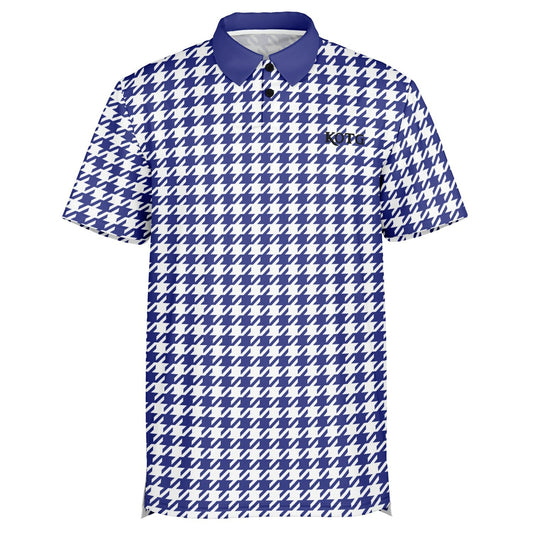 Houndstooth Pattern - Men's Polo Shirt - BlueWhite