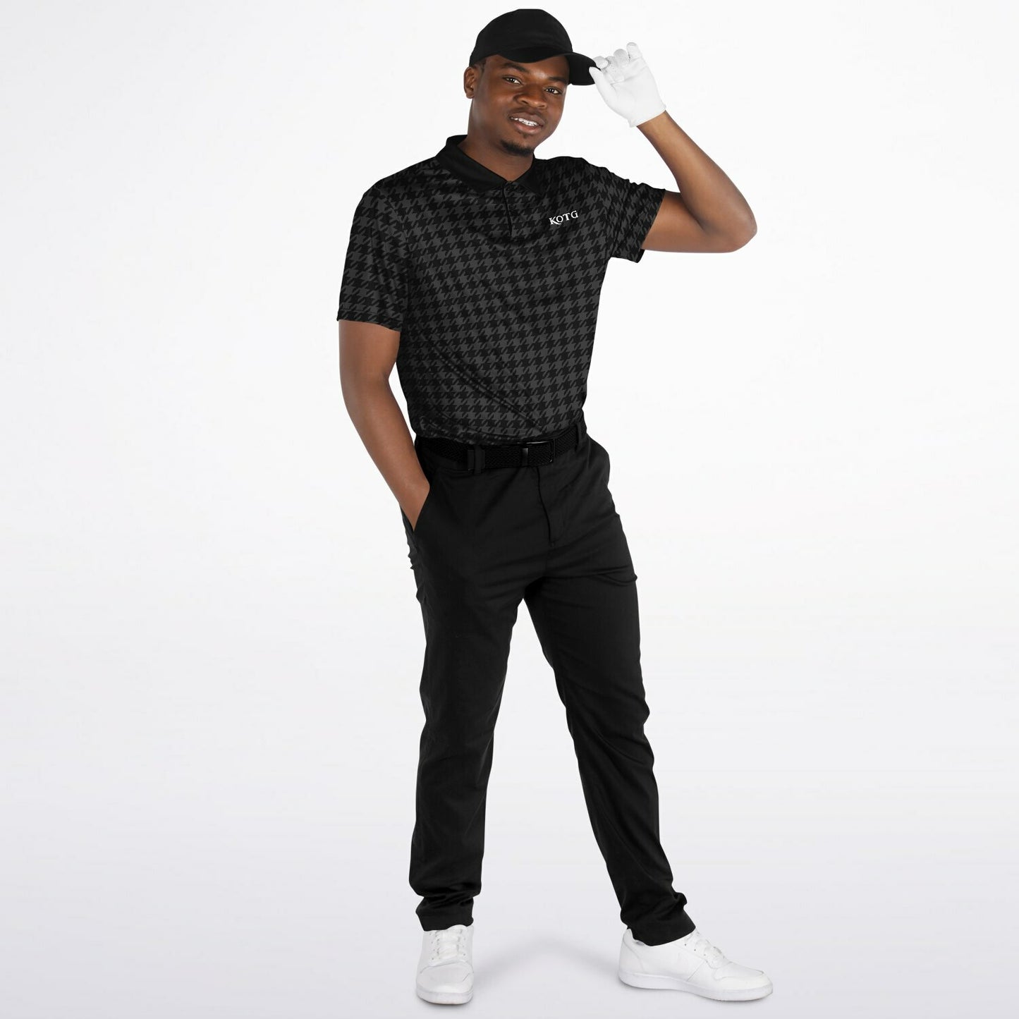 Houndstooth Pattern - Men's Polo Shirt - BlackGray